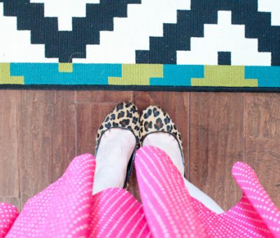 a pink polka dot dress